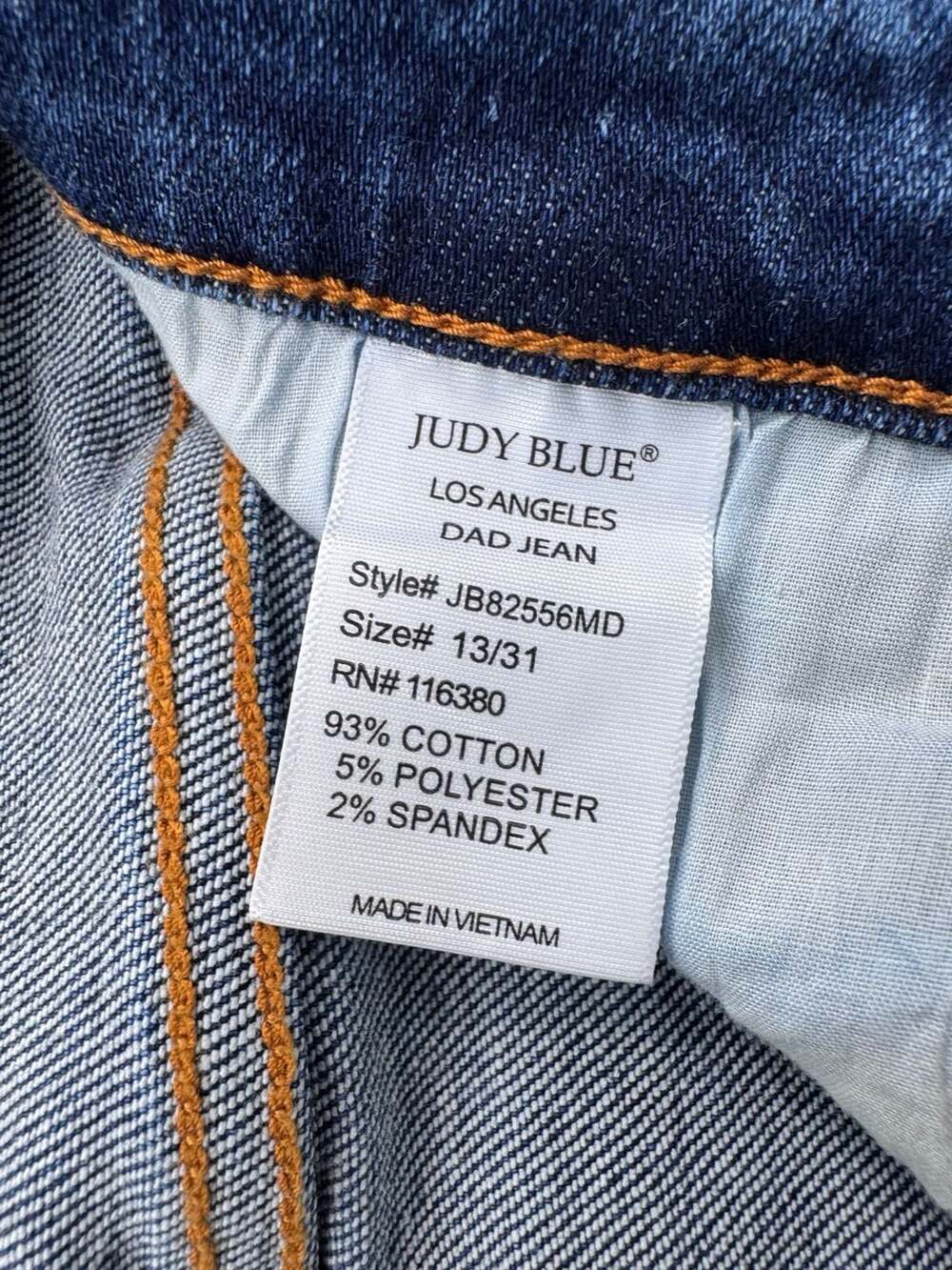 Judy Blue High Rise Dad Jeans Raw Hem Medium Wash Denim Size 13/31 - Picture 13 of 15